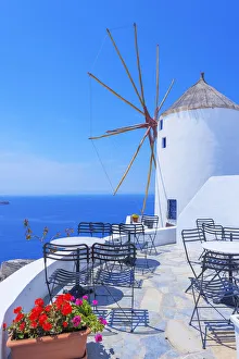 Traditional windmill, Oia, Santorini, Cyclades Islands, Greece