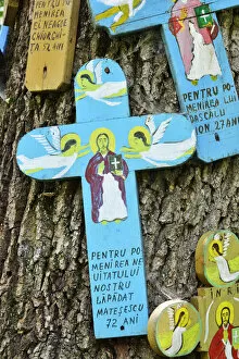 Religious Site Collection: Traditional wooden crossroad crosses of Romania