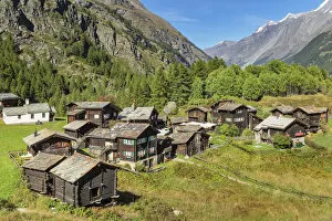 Images Dated 20th April 2022: Traditional wooden houses in Furi near Zermatt, Valais, Swiss Alps, Switzerland