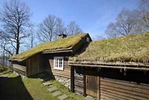 Images Dated 3rd June 2016: Traditional wooden houses with grass rooftops at Hordamuseet, an open-air museum at Fana
