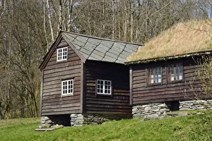 Bergen Prints: Traditional wooden houses at Hordamuseet, an open-air museum at Fana. Bergen county