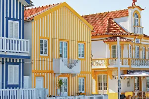 Striped Prints: Traditional wooden striped house facade, Costa Nova do Prado, Aveiro, Portugal