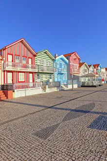 Striped Prints: Traditional wooden striped houses, Costa Nova do Prado, Aveiro, Portugal