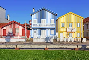 Striped Prints: Traditional wooden striped houses, Costa Nova do Prado, Aveiro, Portugal