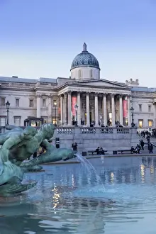 Trafalgar Square, the National Gallery and the Edwin Lutyens fountain in Central London