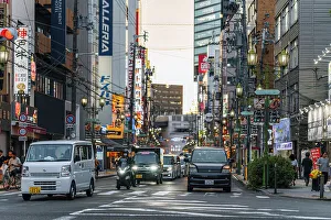 Kansai Prints: Traffic road in Osaka at sunset, Japan