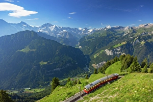 Eiger Prints: Train of cogwheel railway and Jungfrau