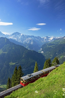 Schynige Platte Prints: Train of cogwheel railway at Schynige Platte
