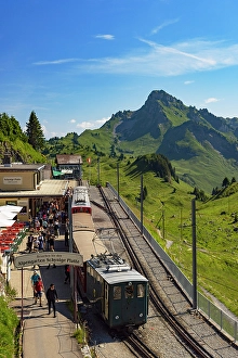 Station Prints: Train of cogwheel railway at Schynige Platte station