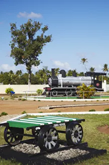 Images Dated 24th November 2010: Train engine on display outside railway station, Inhambane, Mozambique