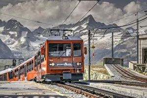 Images Dated 13th September 2021: Train along the Gornergrat mountain rack railway, Zermatt, Valais, Switzerland