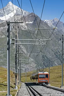 Images Dated 13th September 2021: Train along the Gornergrat mountain rack railway, Zermatt, Valais, Switzerland