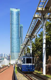 Traffic Prints: Train of Haeundae Blueline Park and Busan X the Sky skyscraper