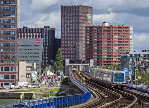 Images Dated 22nd March 2018: Train leaving Mshaven Metro Station, Rotterdam, South Holland, The Netherlands