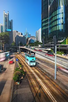 Public Transport Prints: A tram in Central, Hong Kong island, Hong Kong, China