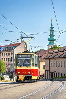 Transportation Collection: Tram in the old town, Bratislava, Slovakia