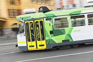 Public Transportation Prints: Tram passing Flinders Street Station, Melbourne, Victoria, Australia