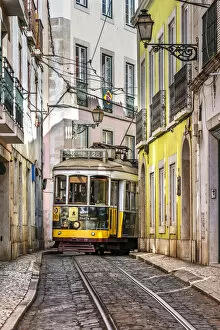 Tramway, Alfama district, Lisbon, Portugal