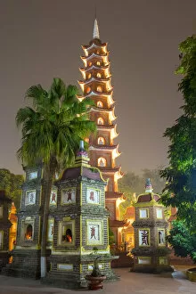 Images Dated 9th May 2019: Tran Quoc Pagoda at night, Hanoi, Vietnam