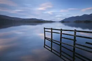 Images Dated 19th October 2012: Tranquil Derwent Water at dusk, Lake District, Cumbria, England. Autumn (October)