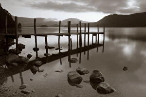 Images Dated 23rd May 2008: Tranquil landscape and Pier, Derwent Water, Lake District, Cumbria, England