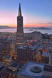 San Francisco Prints: Trans America Pyramid seen from Mandarin Oriental Hotel, San Francisco, California, USA