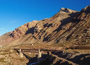 Las Cuevas River Prints: Transandine Railway Bridge over Las Cuevas River near Puente del Inca, Central Andes