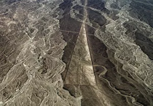 Peru Prints: Trapezoid Geoglyph, aerial view, Nazca, Ica Region, Peru