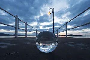 Trasimeno lake, through a glass sphere, Perugia district, Umbria, Italy Trasimeno lake, through a glass sphere, Perugia district, Umbria, Italy