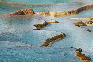 Karst Prints: Travertine terrace in HuangLong - China, Sichuan, Huanglong, Multicoloured Pond