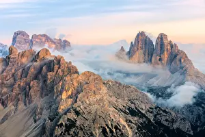 Icon Prints: Tre Cime di Lavaredo Croda dei Toni (Zwaolferkofel) and mount Rudo (Rautkofel