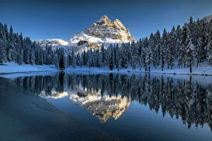 Tre Cime di Lavaredo Reflecting in Lake Antorno, Belluno Province, Veneto, Dolomites