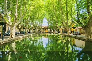 Pools Prints: Tree-lined pool les Bassin de l'Etang in the public square of Cucuron