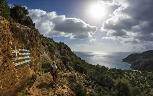 Trekker Prints: Trekking in Lissos archaeological site, Crete, Greece, Mediterranean sea