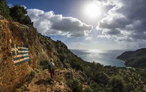 Images Dated 24th February 2017: Trekking in Lissos archaeological site, Crete, Greece, Mediterranean sea