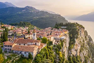 High View Prints: Tremosine village on Garda Lake, Brescia province, Lombardy, Italy