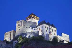Slovakian Prints: Trencin Castle at dusk, Trencin, Trencin Region, Slovakia