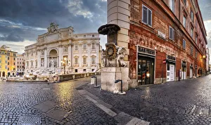 Trevi fountain and Palazzo Poli, Rome, Lazio, Italy