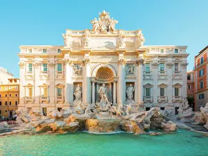 Fountains Prints: Trevi fountain and Palazzo Poli. Rome, Lazio, Italy