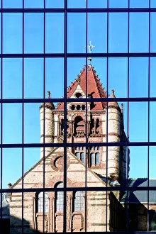United Staes Prints: Trinity Church Boston, reflection in modern building Boston, Massachusetts, USA