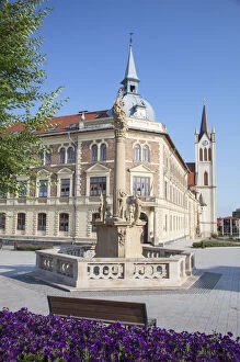 Images Dated 15th October 2013: Trinity Column in Fo Square, Keszthely, Lake Balaton, Hungary