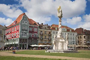 Outdoor Cafe Prints: Trinity Column in Piata Unirii, Timisoara, Banat, Romania