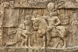 Triumph of Shapur I over the Roman emperor Valerian (241-272), Sassanid relief, Naqsh-e