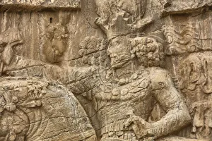 Triumph of Shapur I over the Roman emperor Valerian (241-272), Sassanid relief, Naqsh-e