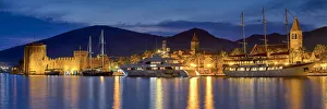 Waterside Prints: Trogir Harbour at Night, Croatia, Dalmatia, Europe