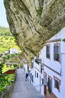 Andalusian Prints: Troglodyte cave dwellings and bars at Setenil de las Bodegas, Andalucia. Spain