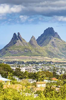 Trois mamelles and Rempart mountain seen from Curepipe. Curepipe, Plaines Wilhems
