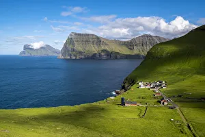 Faroese Prints: Trollanes village, Kalsoy island, Denmark, Faroe islands