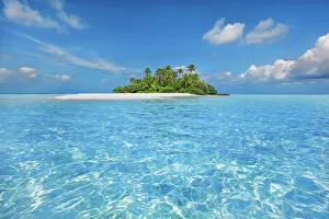 Tropical lagoon with palm island - Maldives, South Male Atoll