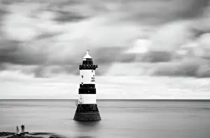 B And W Prints: Trwyn Du Lighthouse (Penmon Lighthouse), Anglesey, Wales